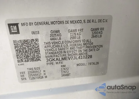 2018 GMC Terrain Sle from USA, damaged, VIN 3GKALMEV7JL410228
